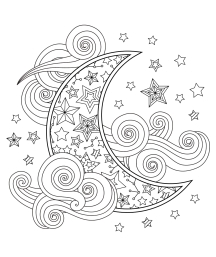 Moon and stars color sheet