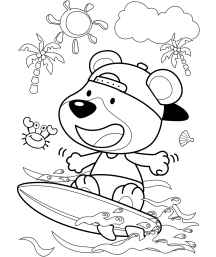 Surfing bear color sheet