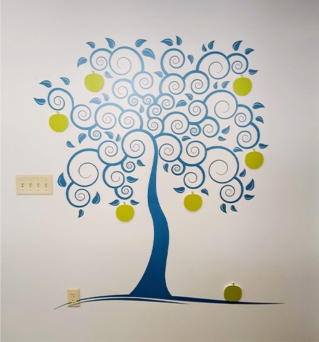 Tree painting in dental office