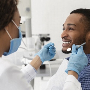 man at a dental checkup