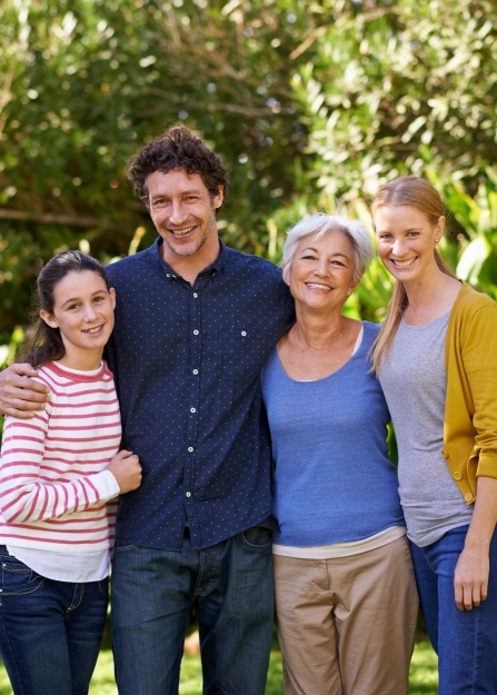 Family of four with healthy smile thanks to dental services in Lebanon New Hampshire